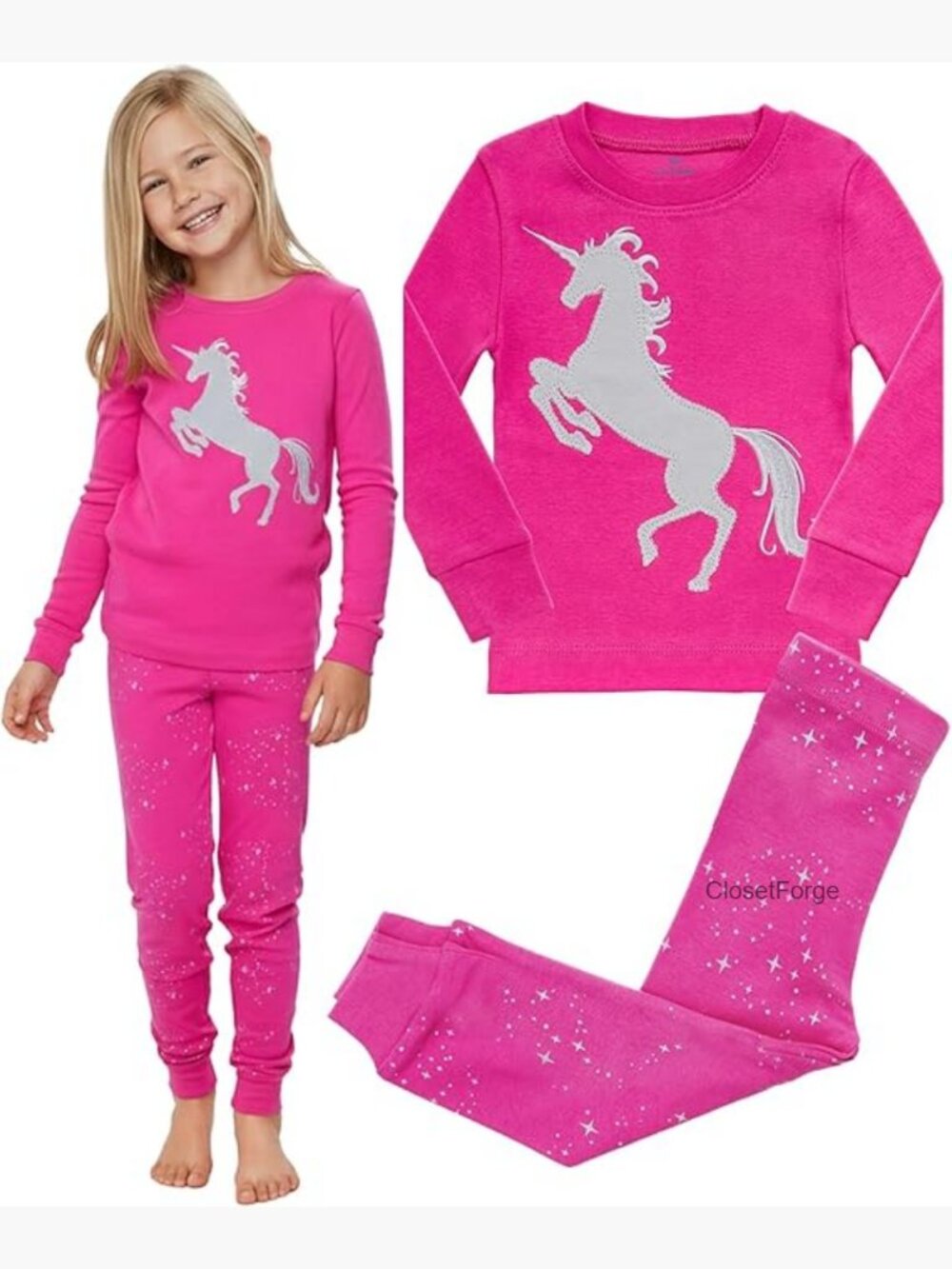 Girls 100% Cotton Snug Fit Pajama Set - 2 Piece Long Sleeve Sleepwear